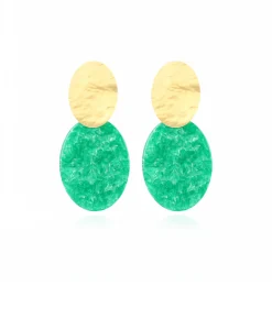 Lott. Gioielli Oorbellen Closed Oval S Midden Groen*Dames Sieraden