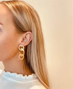 Lott. Gioielli Oorbellen Tripple Rounde Op Goud*Dames Sieraden