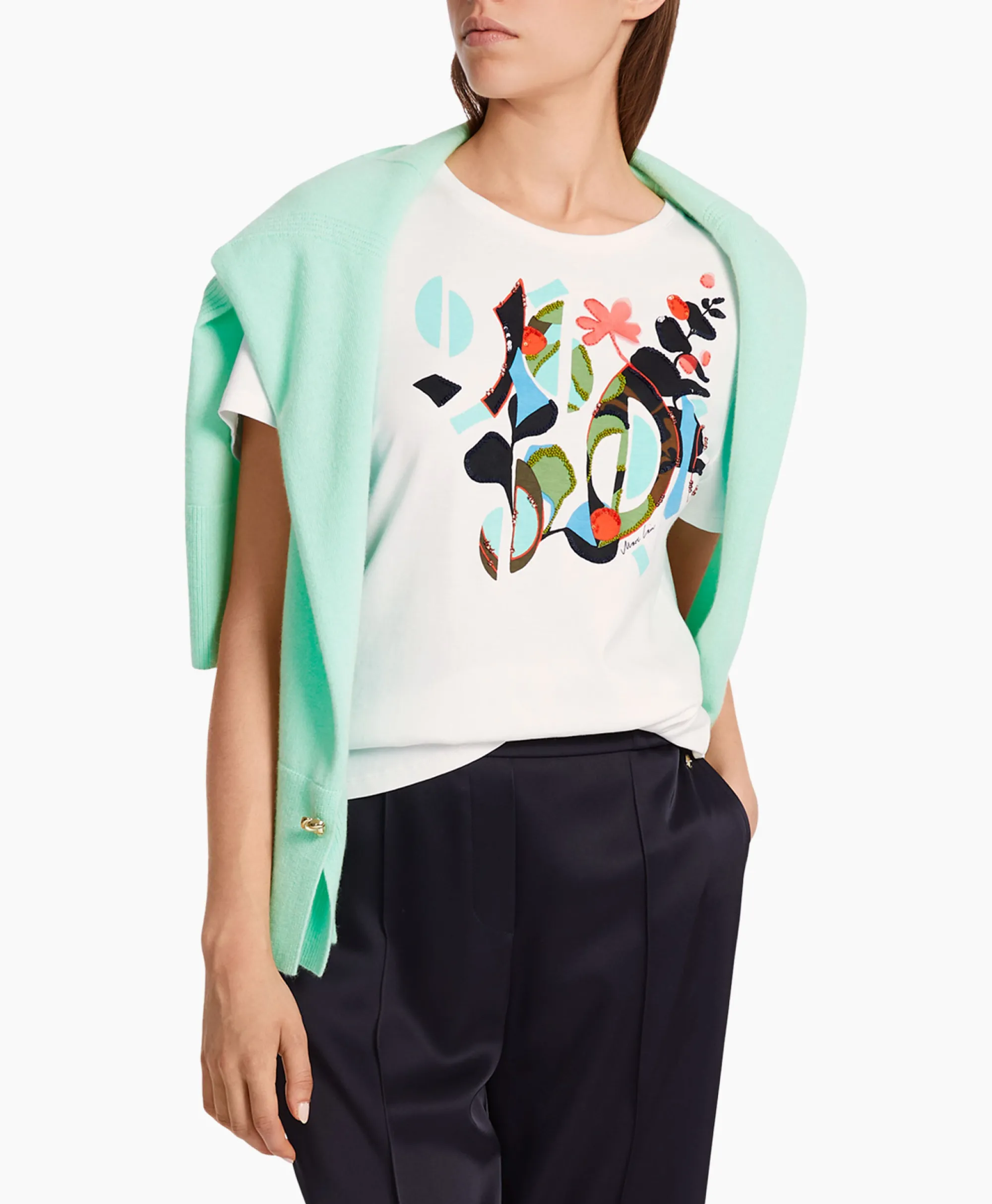 Marccain Collectie T-Shirt Wc 48.32 J06 Off White*Dames T-Shirts & Tops