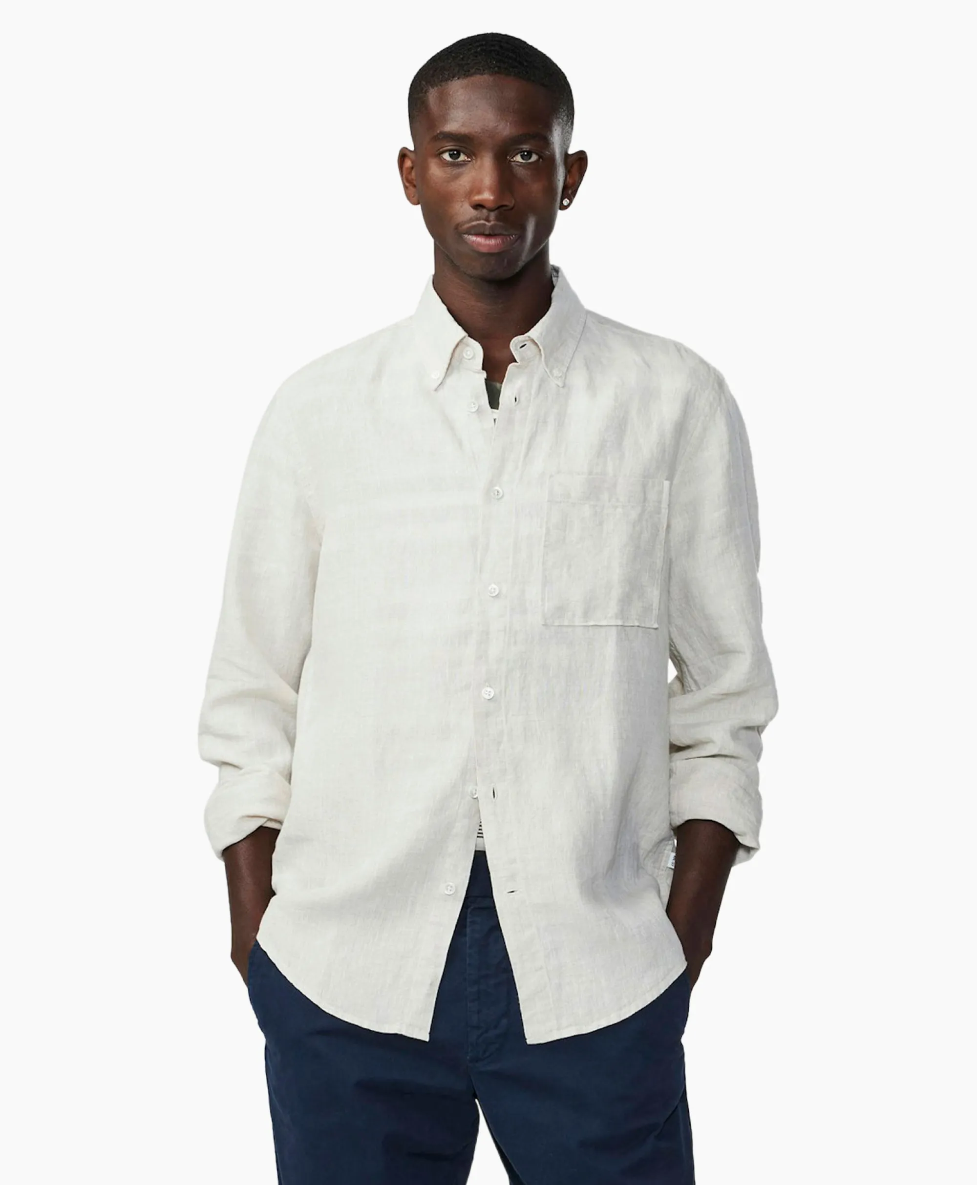 Nn07 Overhemd Arne Beige*Heren Overhemden