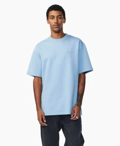 Nn07 T-Shirt Nat Logo Tee Licht Blauw*Heren T-Shirts