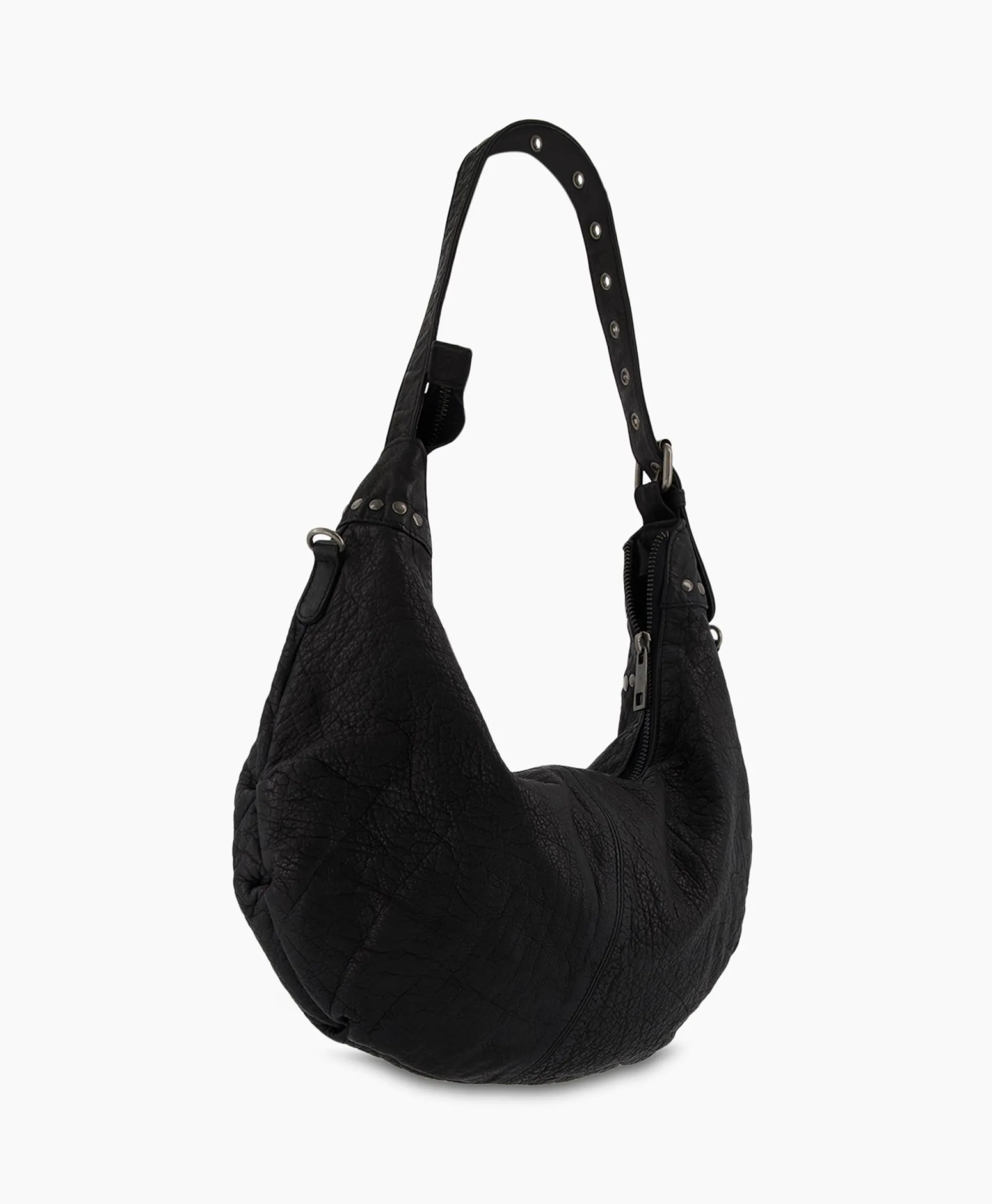 Nunoo Bags Crossbody Tas Dagmar Rivet Washed Black Zwart*Dames Tassen