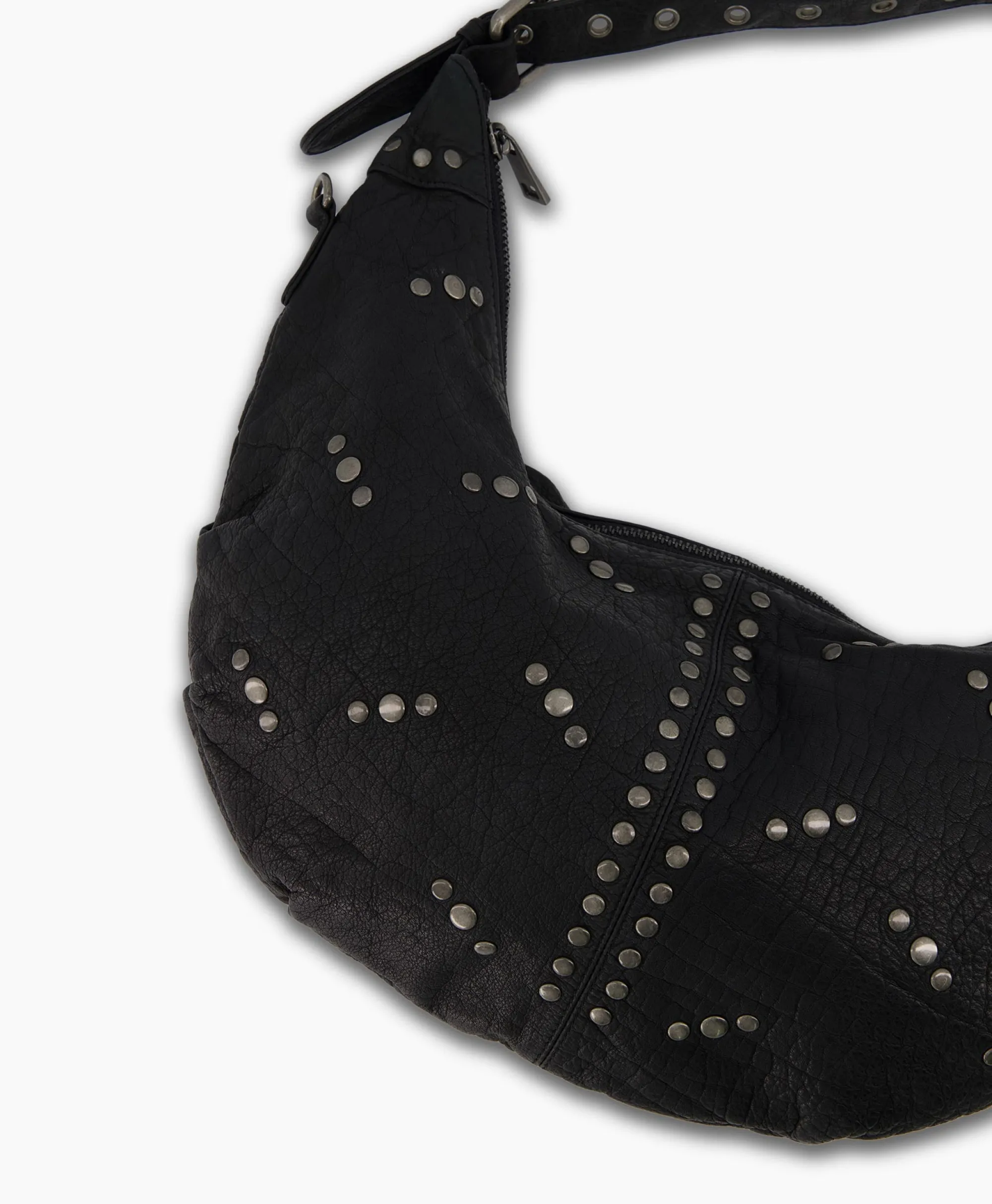 Nunoo Bags Crossbody Tas Dagmar Rivet Washed Black Zwart*Dames Tassen