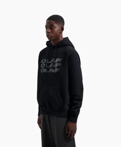 Olaf Hussein Hoodie Blur Logo Zwart*Heren Truien