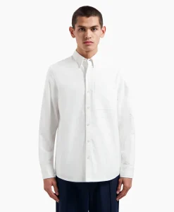 Olaf Hussein Overhemd Oxford Wit*Heren Overhemden