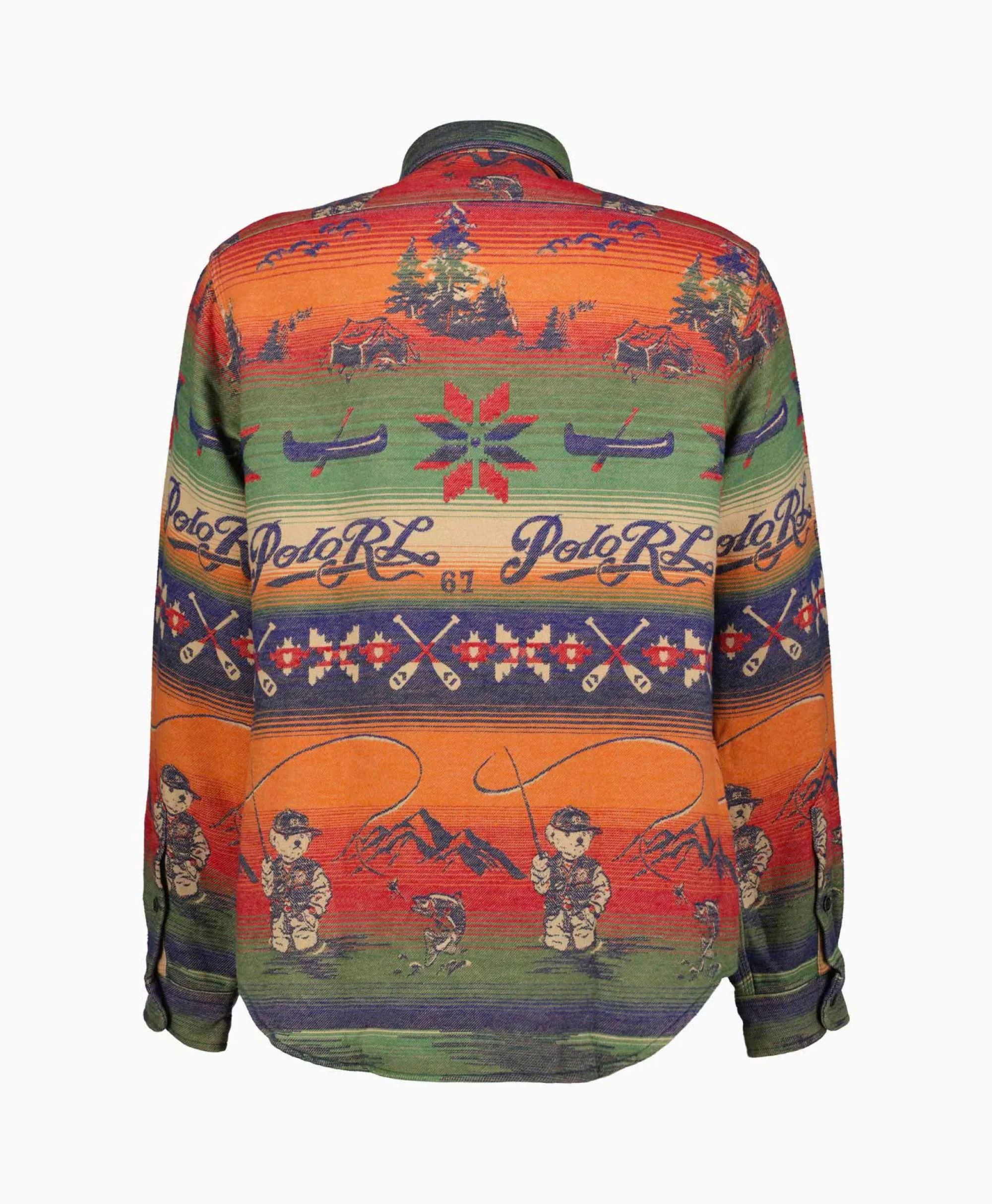 Ralph Lauren Overshirt Flannel Jacquard Blauw Dessin*Heren Jassen