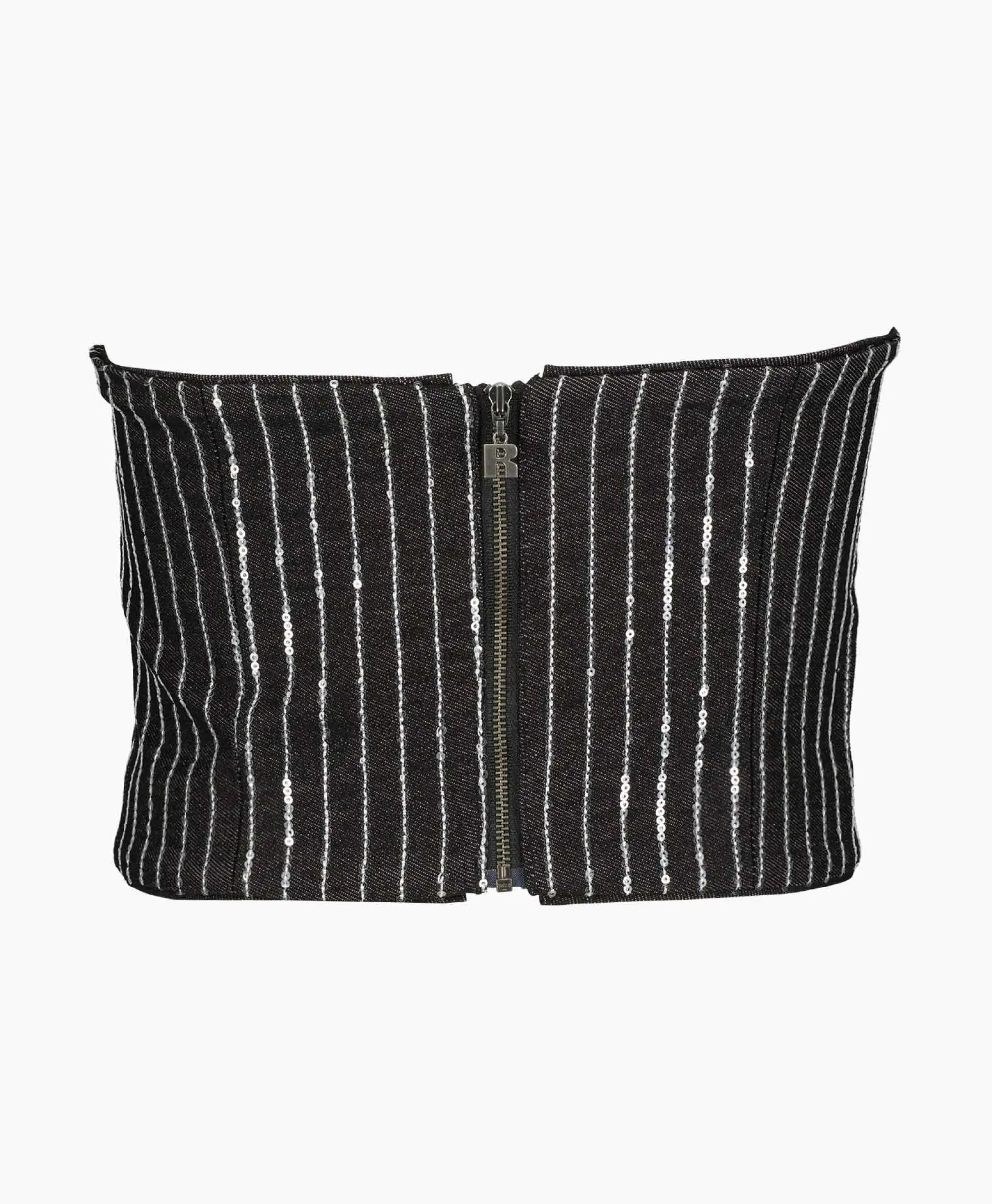 Rotate Top Sequin Twill Crop Zwart*Dames T-Shirts & Tops