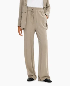 Selected Femme Broek Viva-Gulia Mw Long Linen Pant No Licht Grijs*Dames Broeken