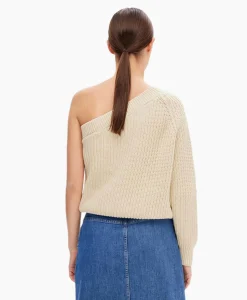 Selected Femme Gebreide Trui Sedora Ls Knit One Shoulder Off White*Dames Truien