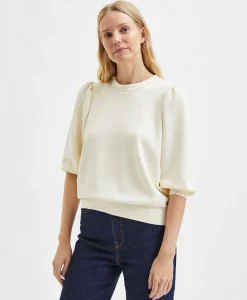 Selected Femme Sweater Tenny 3/4 Sweat Top Noos Wit*Dames Truien