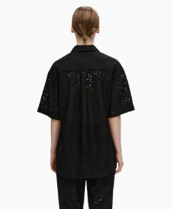 Selected Femme T-Shirt Karola 2/4 Oversize Lace Shirt B Zwart*Dames T-Shirts & Tops