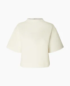 Selected Femme T-Shirt Korte Mouw Frankie 2/4 T-Neck Wit*Dames T-Shirts & Tops