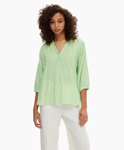 Selected Femme T-Shirt Korte Mouw Alberta 3/4 Stripe Shirt Noos Off White*Dames T-Shirts & Tops