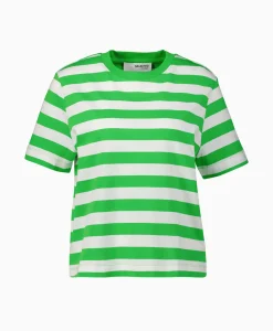 Selected Femme T-Shirt Korte Mouw Essential Ss Striped Boxy Tee N Groen*Dames T-Shirts & Tops