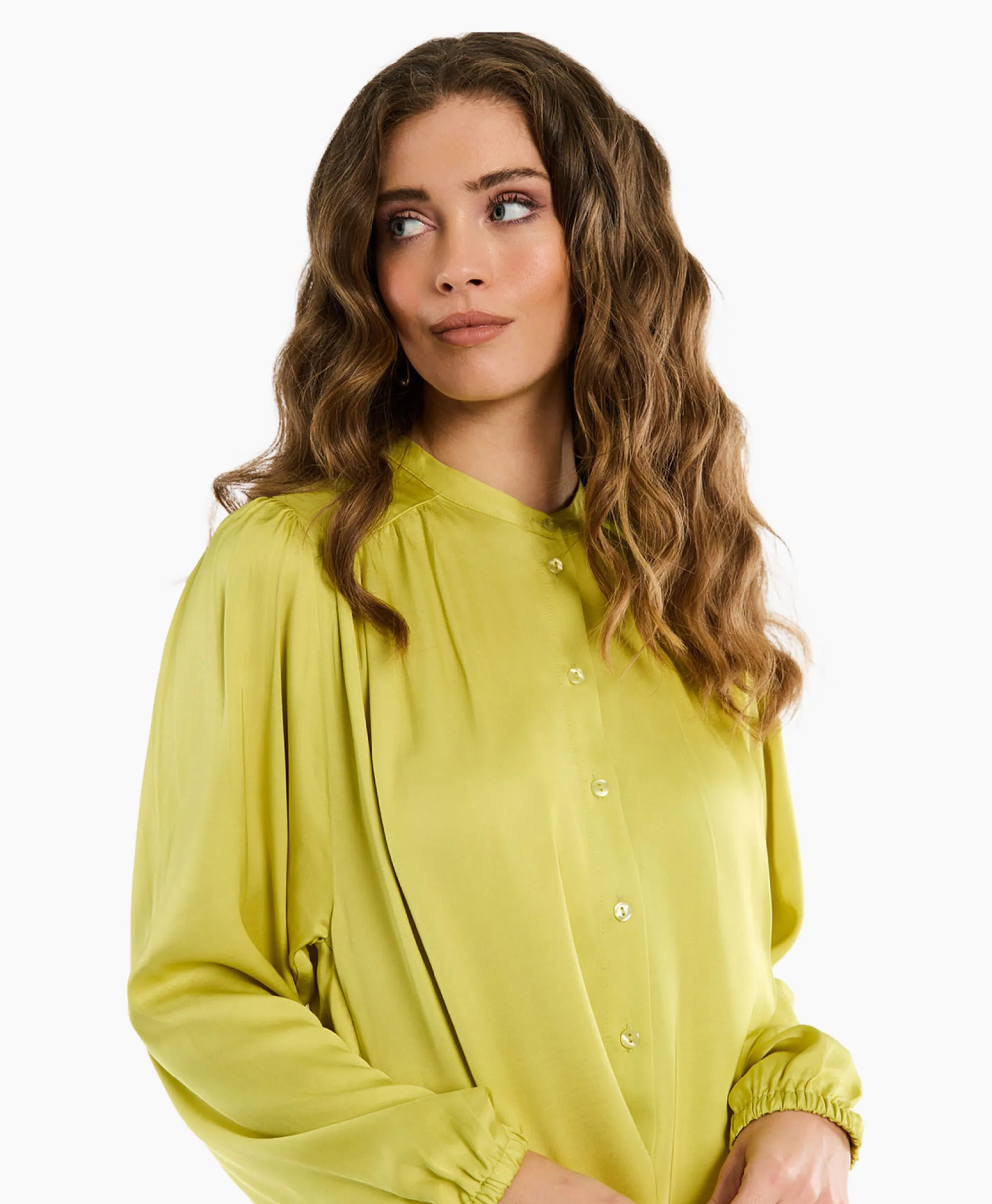 Studio Anneloes Blouse Birdie Ls Satin Geel*Dames Blouses