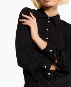 Studio Anneloes Blouse Bobby Pearl Pinstripe Zwart Dessin*Dames Blouses