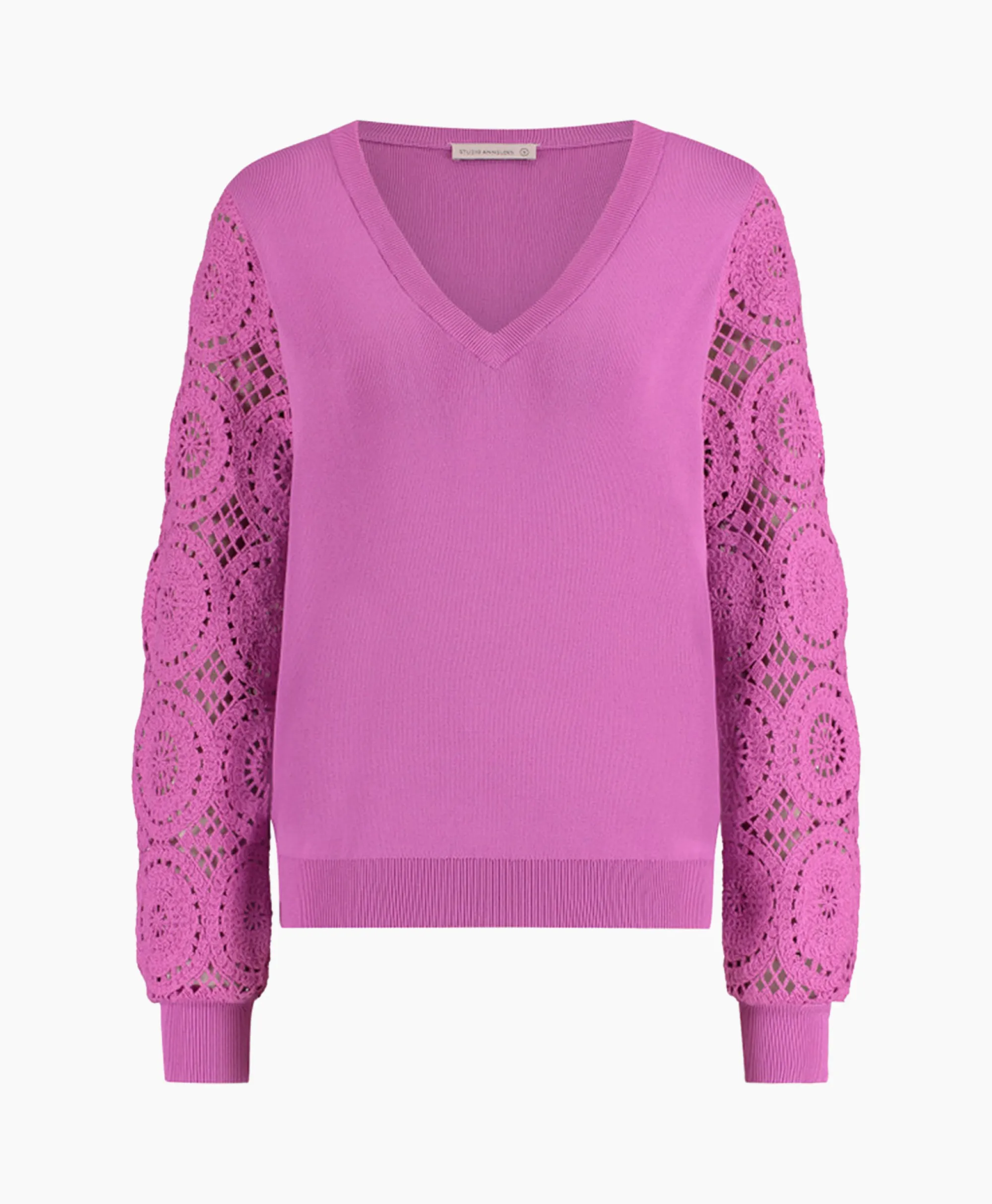 Studio Anneloes Pullover Dinah Crochet Roze*Dames Truien