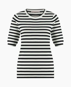 Studio Anneloes Pullover Luna Stripe Short Slv Ecru*Dames Truien