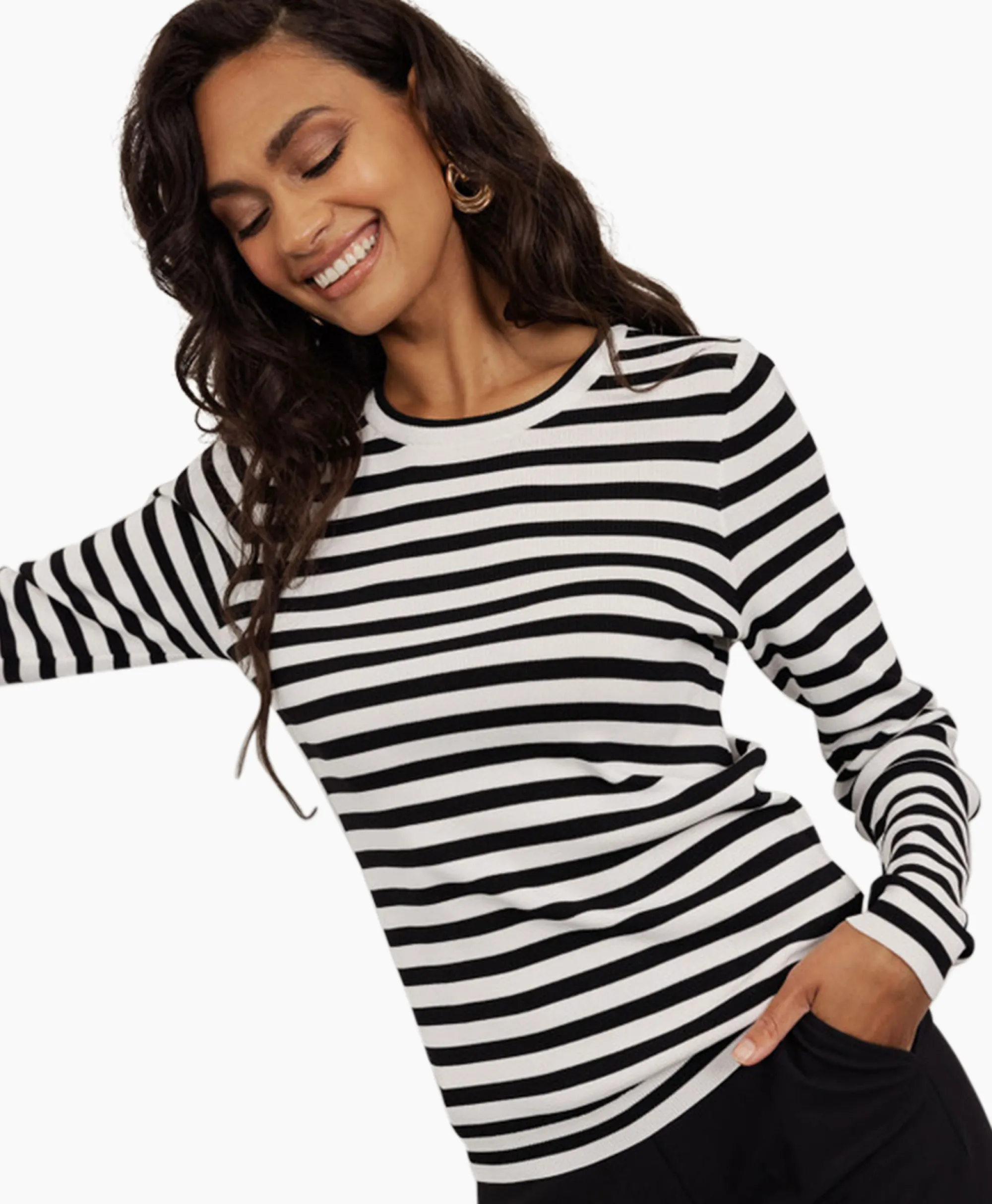 Studio Anneloes Pullover Luna Stripe Ecru*Dames Truien