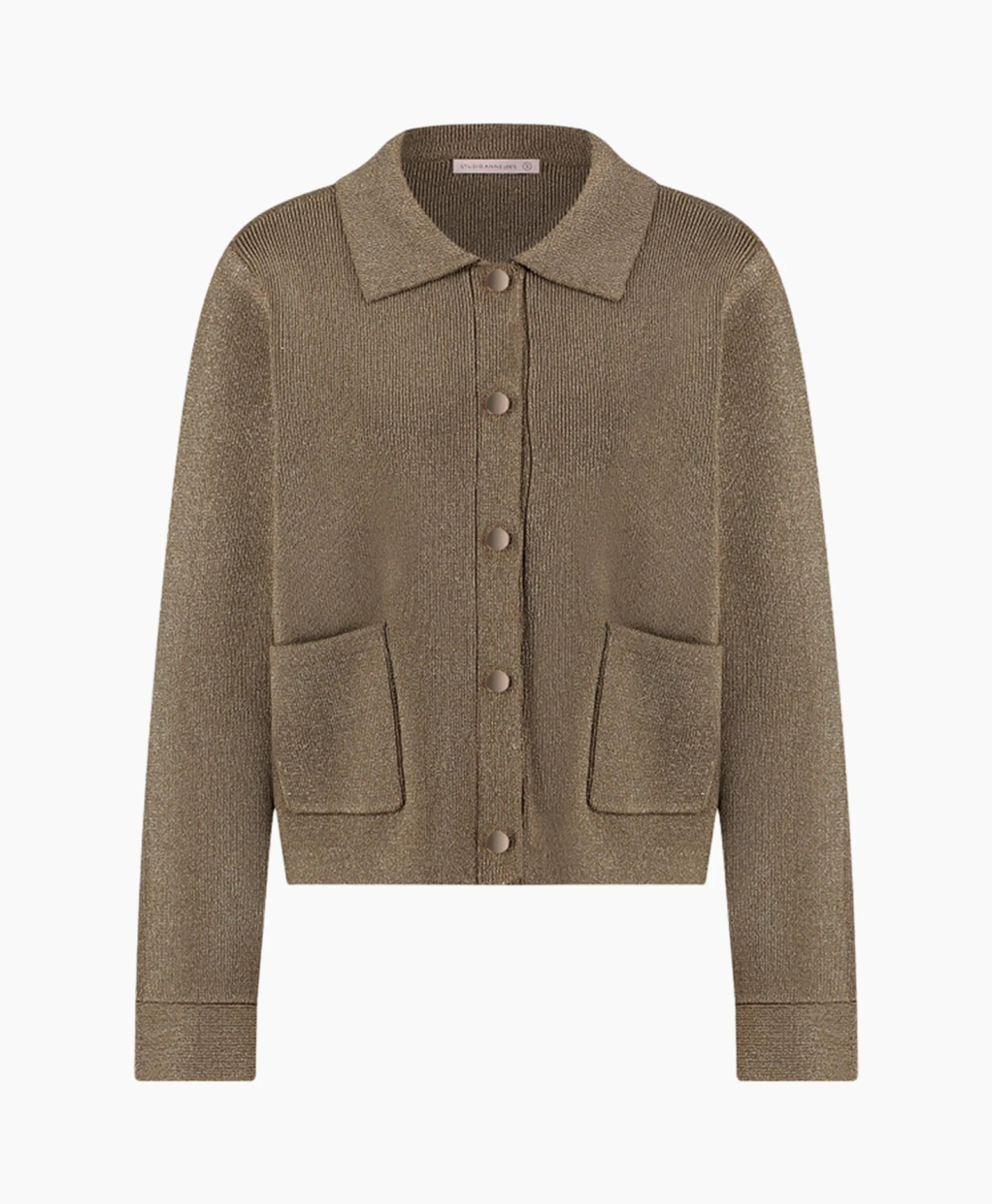 Studio Anneloes Vest Imke Lurex Cardigan Bruin Dessin*Dames Vesten