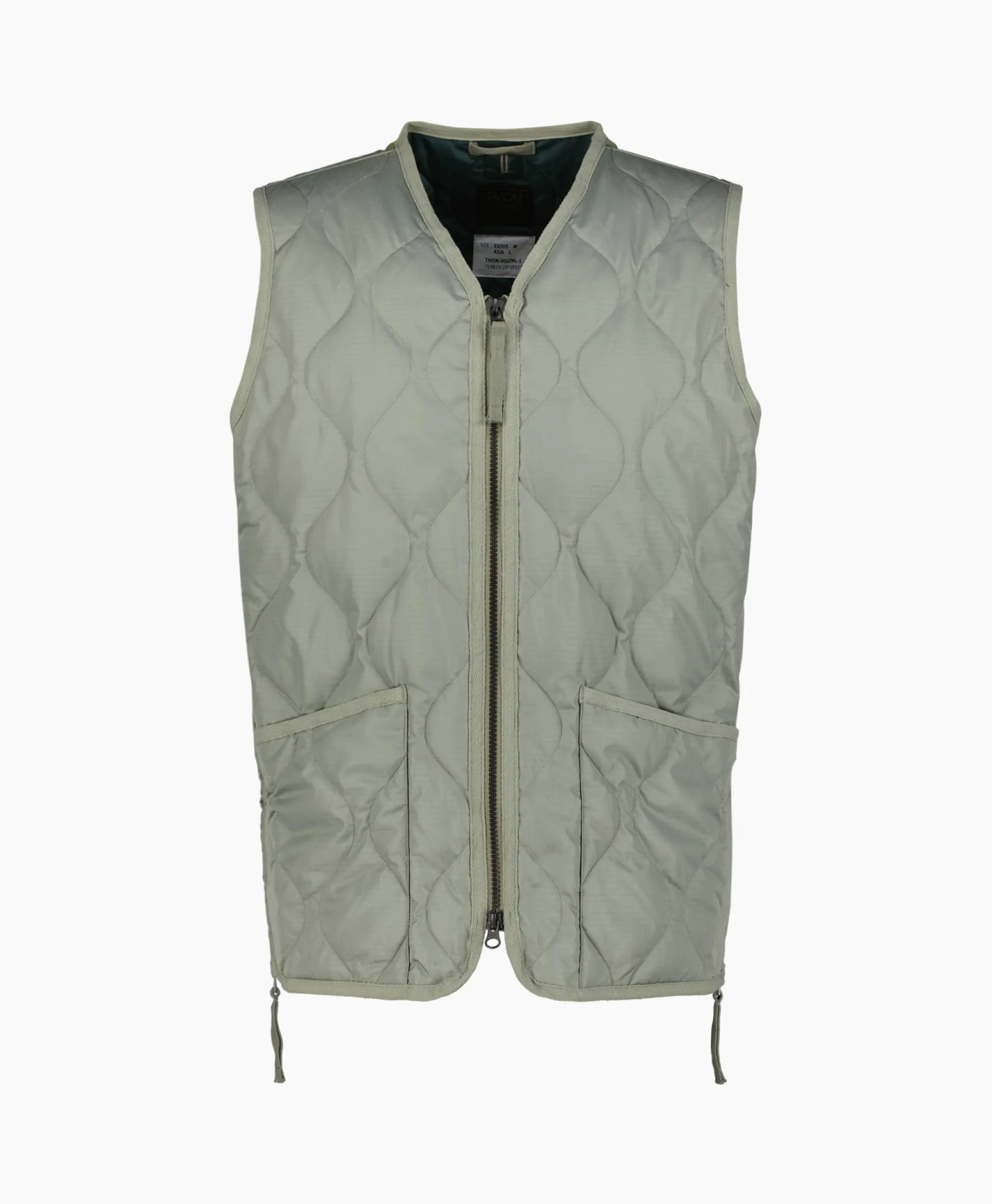 Taion Bodywarmer Military W-Zip V Neck Down Donker Groen*Heren Jassen