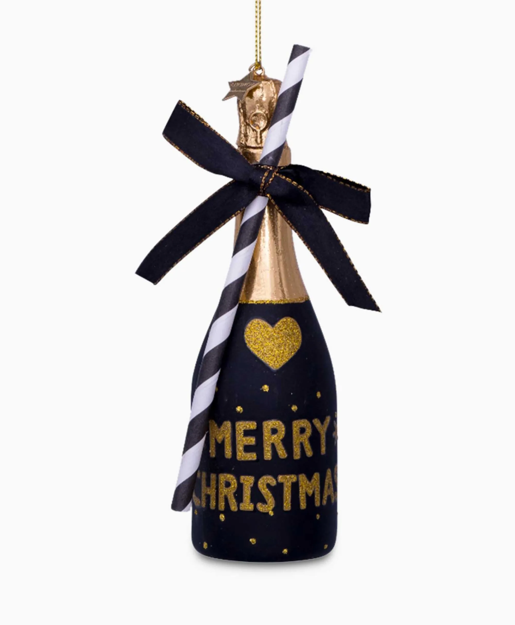 Vondels Kerstbal Champagne Fles Zwart*Lifestyle Lifestyle