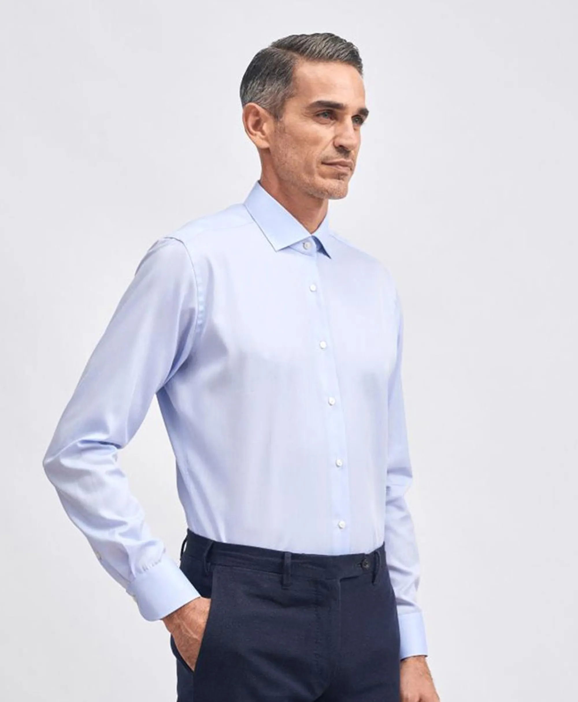 Xacus Travel Shirt Licht Blauw*Heren Overhemden