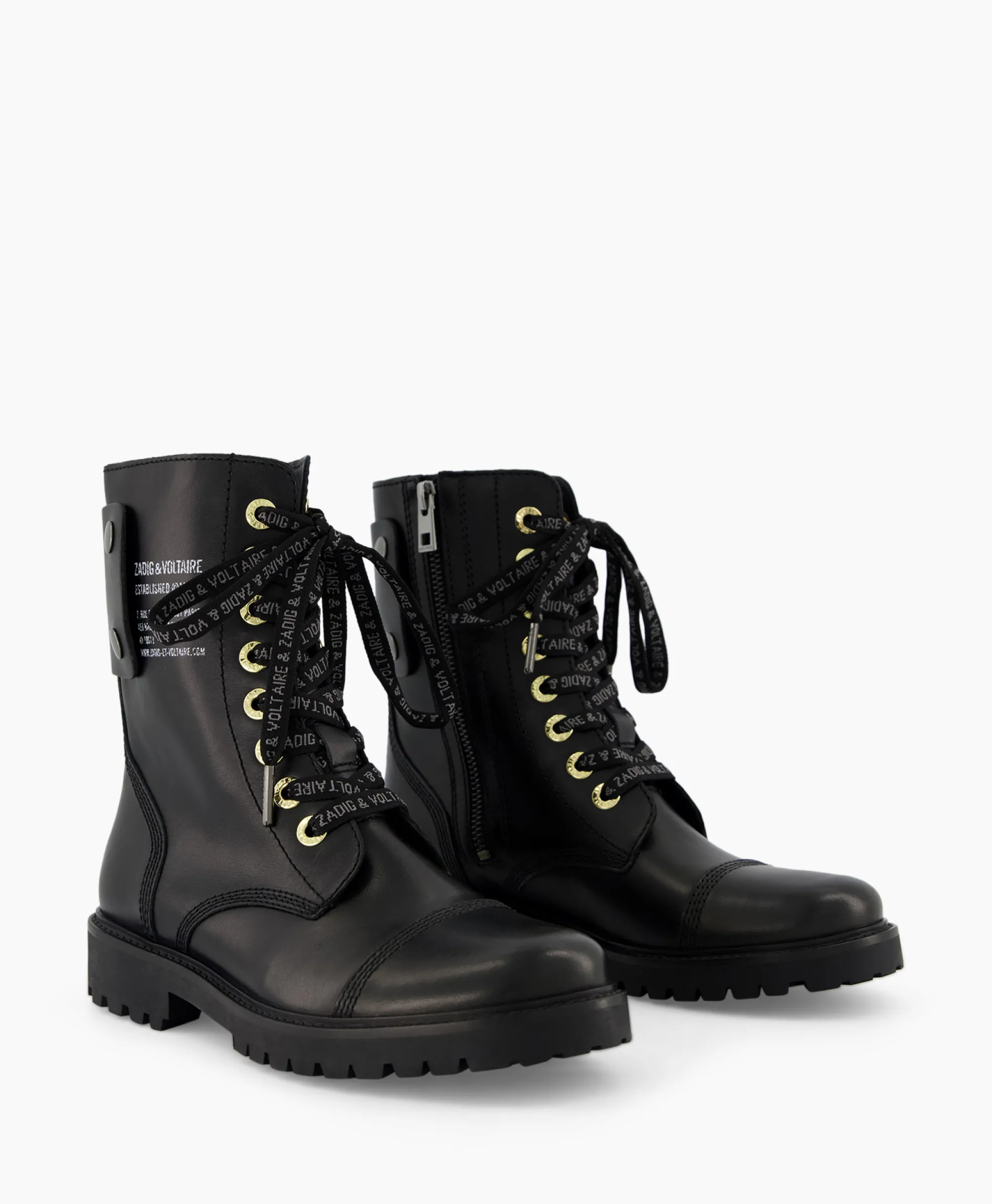 Zadig & Voltaire Zadig & Voltaire Enkellaars Joe Smooth Cowskin + Side Prin Zwart*Dames Laarzen