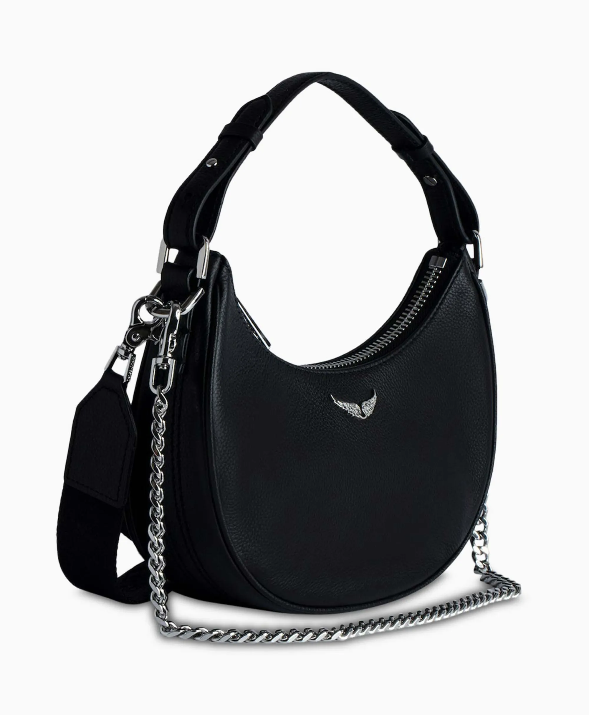 Zadig & Voltaire Zadig & Voltaire Schouder / Hand Tas Moonrock Grained Leather Zwart*Dames Tassen