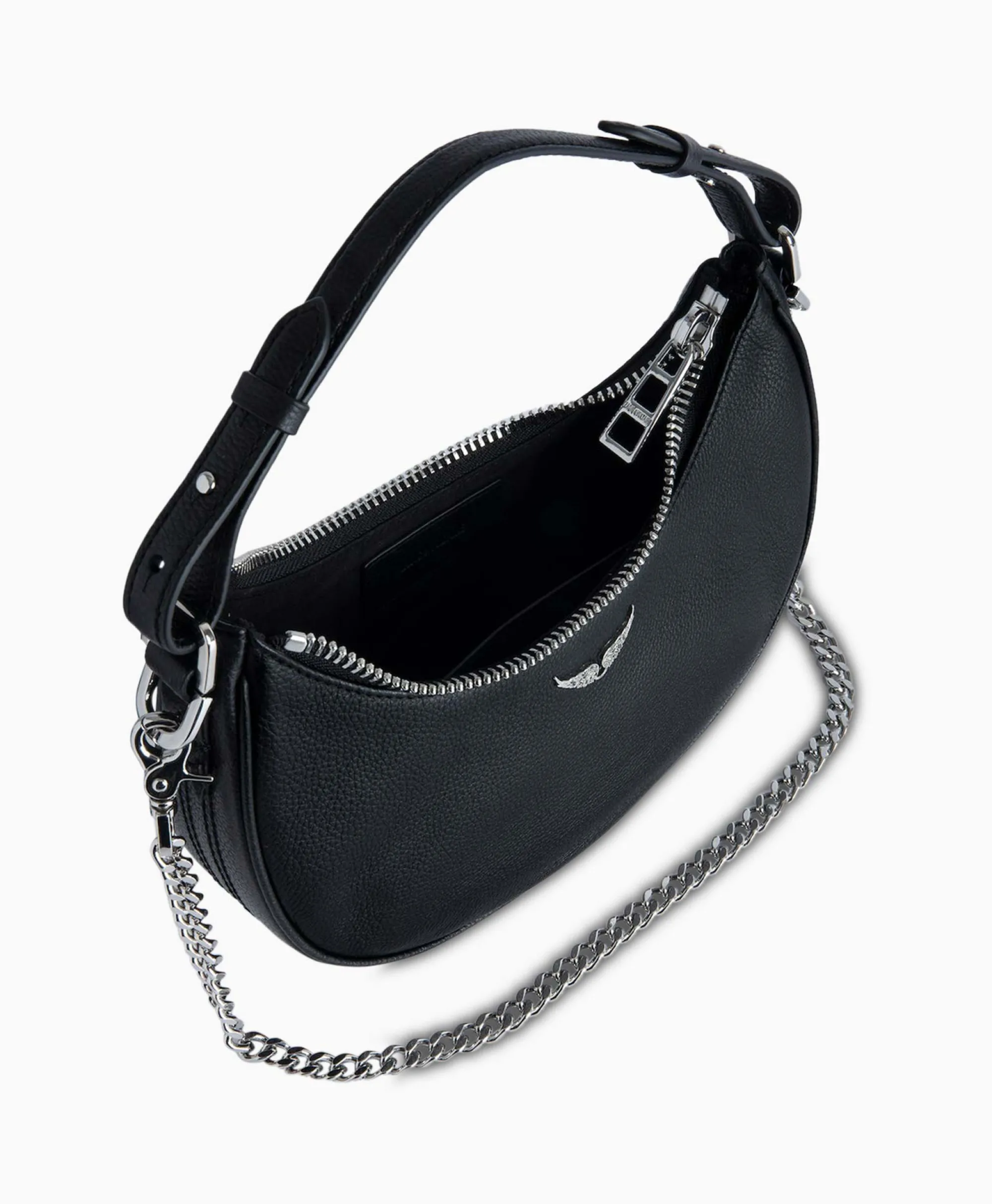 Zadig & Voltaire Zadig & Voltaire Schouder / Hand Tas Moonrock Grained Leather Zwart*Dames Tassen