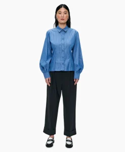 Zenggi Blouse Puff Sleeve Blauw*Dames Blouses