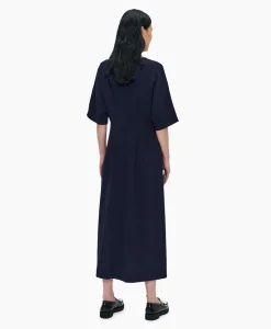 Zenggi Maxi Jurk Flowy Waisted Donker Blauw*Dames Jurken