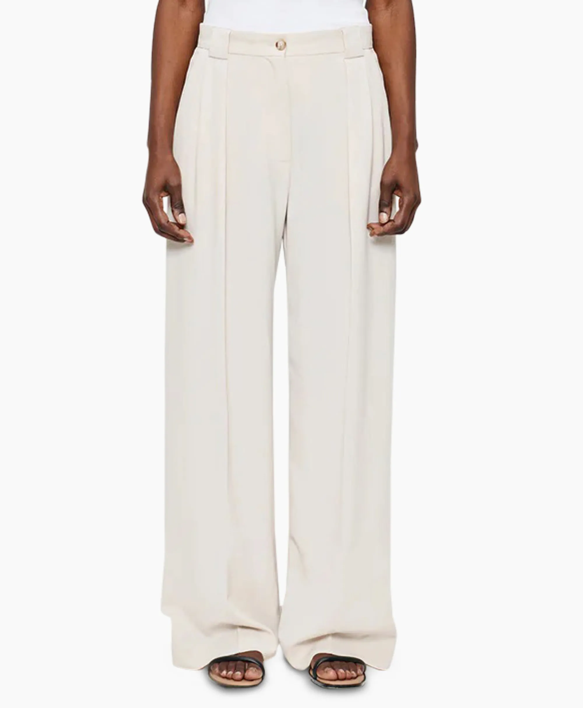 Zenggi Pantalon Wide Pleated Off White*Dames Broeken